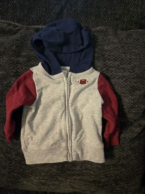 Carter's Hooded Zip Sweatshirt - Gray, Navy & Red
